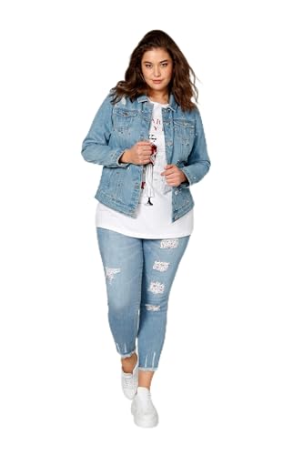 Angel of Style Damen große Größen Übergrößen Plus Size Jeansjacke, Ziernieten, Hemdkragen, Langarm mittelblau 52 201294716-52 von Angel of Style