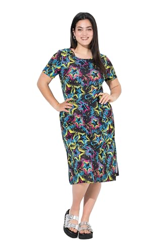 Angel of Style Damen große Größen Übergrößen Plus Size Jersey-Maxikleid, Straight Fit, Sternenmuster schwarz 42 843751100-42 von Angel of Style