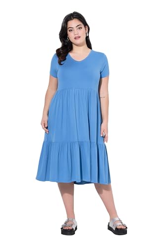 Angel of Style Damen große Größen Übergrößen Plus Size Jerseykleid, V-Ausschnitt, Volants Mattes blau 54 842051726-54 von Angel of Style