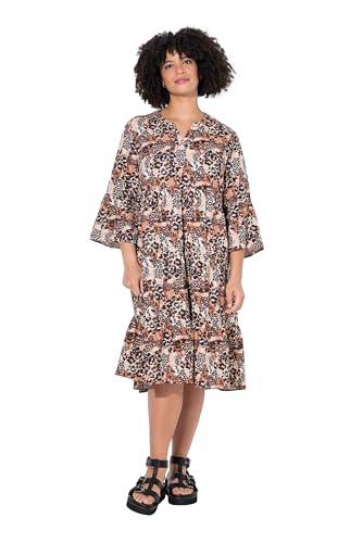 Angel of Style Damen große Größen Übergrößen Plus Size Kleid, A-Linie, Musselin, Leo-Muster, Volants Leinen 46 841921305-46 von Angel of Style