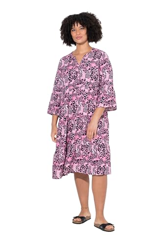 Angel of Style Damen große Größen Übergrößen Plus Size Kleid, A-Linie, Musselin, Leo-Muster, Volants hibiskuspink 50 841921510-50 von Angel of Style