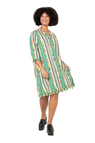 Angel of Style Damen große Größen Übergrößen Plus Size Kleid, Kurze A-Line, Musterstreifen, Knopfleiste, 3/4-Ärmel efeugrün 52 833563438-52 von Angel of Style