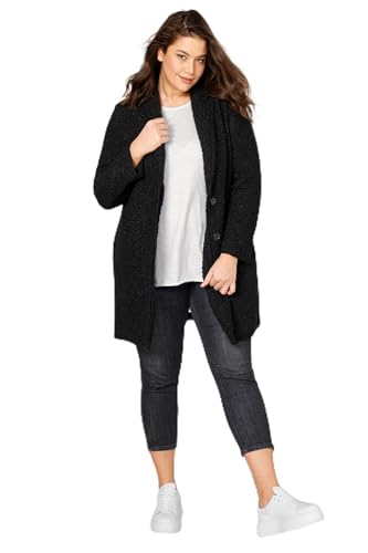 Angel of Style Damen große Größen Übergrößen Plus Size Kurzmantel, Straight Fit, Bouclé, Revers, Langarm schwarz 52 201438100-52 von Angel of Style