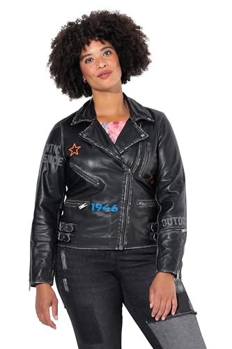 Angel of Style Damen große Größen Übergrößen Plus Size Lederjacke, Bikerjacke, Moderne Print schwarz 50 834795100-50 von Angel of Style