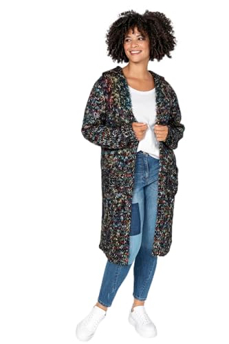 Angel of Style Damen große Größen Übergrößen Plus Size Long-Strickjacke, Multicolor-Strick, offene Form, Kapuze, Langarm Multicolor 52 201568900-52 von Angel of Style