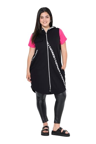 Angel of Style Damen große Größen Übergrößen Plus Size Long-Sweatweste, A-Linie, Wording-Bänder, Kapuze schwarz 48 843705100-48 von Angel of Style