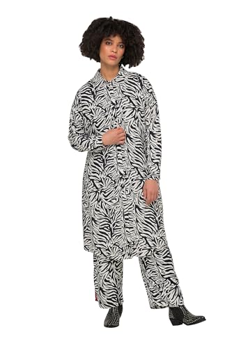Angel of Style Damen große Größen Übergrößen Plus Size Longbluse, Zebradruck, Rücken-Statement, Hemdkragen, Langarm schwarz 48 830156100-48 von Angel of Style