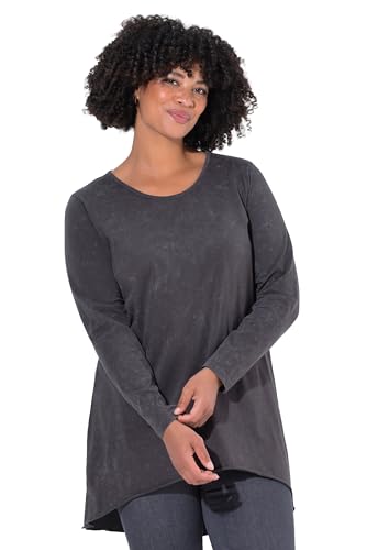 Angel of Style Damen große Größen Übergrößen Plus Size Longshirt, A-Linie, Cold Dyed Jersey - vorgewaschen anthrazit 46 843861110-46 von Angel of Style