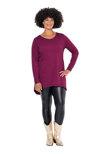 Angel of Style Damen große Größen Übergrößen Plus Size Longshirt, Bequeme Passform, Rundhals, Langarm Purpur 52 832033541-52 von Angel of Style