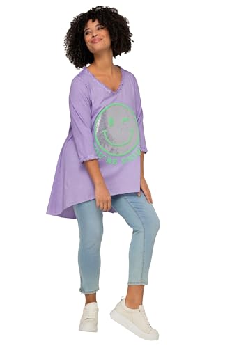 Angel of Style Damen große Größen Übergrößen Plus Size Longshirt, Smiley, Rundhals, Langarm, gerundeter Saum Flieder 44 201801810-44 von Angel of Style