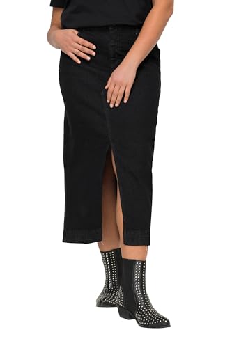 Angel of Style Damen große Größen Übergrößen Plus Size Maxi-Jeansrock, Straight Fit, 5-Pocket, Schlitz vorne Black 56 830350100-56 von Angel of Style