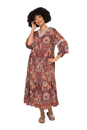 Angel of Style Damen große Größen Übergrößen Plus Size Maxikleid, A-Linie, Alloverdruck, Tunika-Ausschnitt, 3/4-Ärmel azaleenrot 52 831370522-52 von Angel of Style