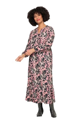 Angel of Style Damen große Größen Übergrößen Plus Size Maxikleid, A-Linie, Animal-Mustermix, Tunika-Ausschnitt, Langarm pink 52 831338510-52 von Angel of Style