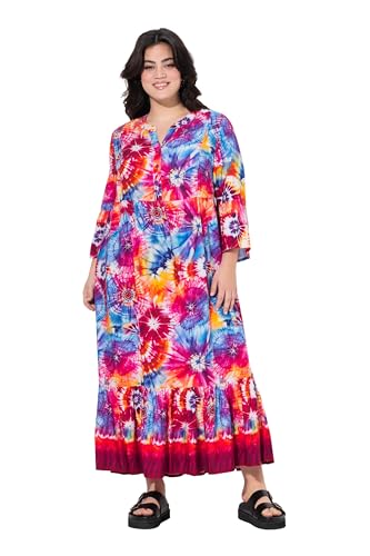 Angel of Style Damen große Größen Übergrößen Plus Size Maxikleid, A-Linie, Batikprint, Volants samtrot 44 840841550-44 von Angel of Style