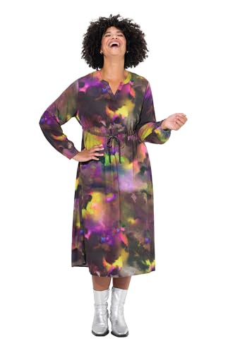 Angel of Style Damen große Größen Übergrößen Plus Size Midikleid, A-Line, Batik-Muster limettengrün 44 835477409-44 von Angel of Style