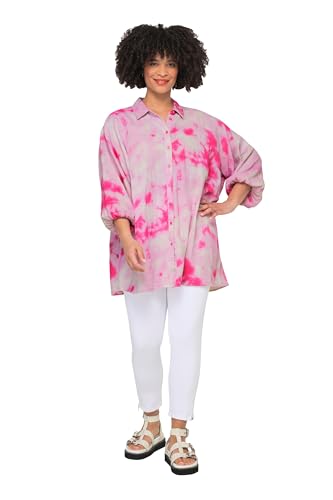 Angel of Style Damen große Größen Übergrößen Plus Size Musselin-Hemdbluse, Batikmuster pink 48 831281803-48 von Angel of Style