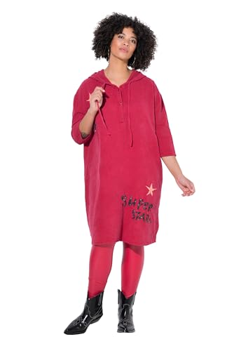 Angel of Style Damen große Größen Übergrößen Plus Size Musselin-Kleid, Oversized, Sterne, Kapuze samtrot 42+ 839684550-42+ von Angel of Style