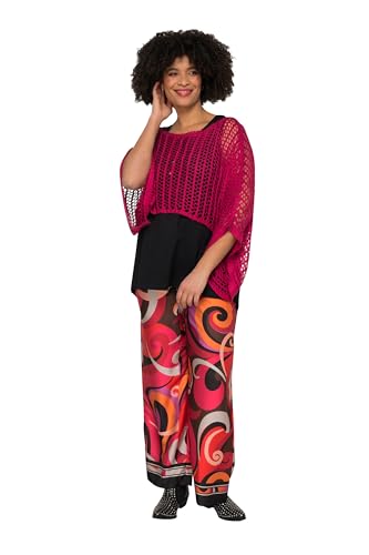 Angel of Style Damen große Größen Übergrößen Plus Size Poncho, oversized, Netz-Strick, U-Boot-Ausschnitt, Langarm pink 58-64 830123803-3+ von Angel of Style