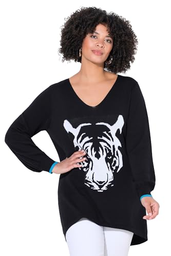 Angel of Style Damen große Größen Übergrößen Plus Size Pullover, Bequeme Passform, Tiger-Motiv schwarz 46+ 843140100-46+ von Angel of Style