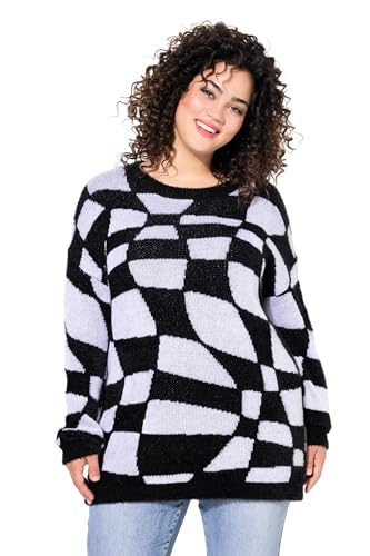 Angel of Style Damen große Größen Übergrößen Plus Size Pullover, Loose Fit, Schachbrett-Muster, Langarm schwarz 46+ 836612100-46+ von Angel of Style