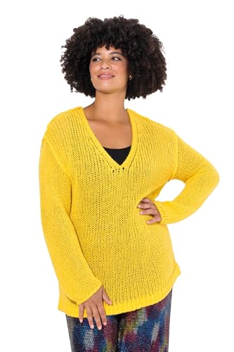 Angel of Style Damen große Größen Übergrößen Plus Size Pullover, Oversized, Ballonärmel, V-Ausschnitt. Sonnengelb 48 830216601-48 von Angel of Style