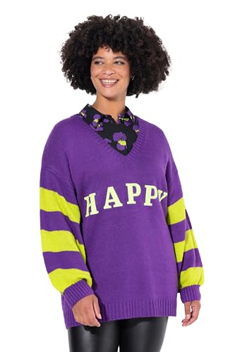 Angel of Style Damen große Größen Übergrößen Plus Size Pullover, Oversized, Happy, Ringel-Ärmel violett 46+ 835298832-46+ von Angel of Style