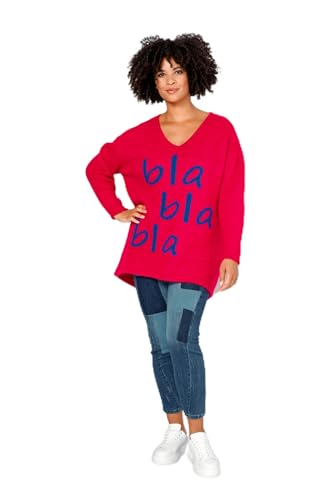 Angel of Style Damen große Größen Übergrößen Plus Size Pullover, Oversized, Schriftzug, V-Ausschnitt, Langarm neonpink 52 201603520-52 von Angel of Style