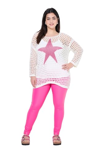 Angel of Style Damen große Größen Übergrößen Plus Size Pullover, Relaxed Fit, Grobstrick, Stern, 3/4-Ärmel schneeweiß 58 831316200-58 von Angel of Style