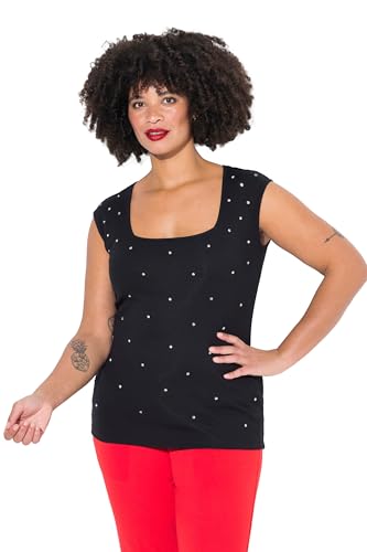 Angel of Style Damen große Größen Übergrößen Plus Size Rippshirt, Slim Fit, Ziersteinchen schwarz 52 839285100-52 von Angel of Style