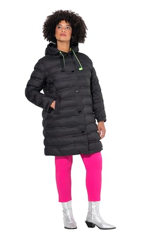 Angel of Style Damen große Größen Übergrößen Plus Size Steppmantel, Straight Fit, Kapuze, Neon-Bänder schwarz 48 833903130-48 von Angel of Style