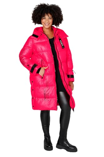 Angel of Style Damen große Größen Übergrößen Plus Size Steppmantel, gerade Passform, Kapuze, Schriftzüge hibiskuspink 44 201641510-44 von Angel of Style