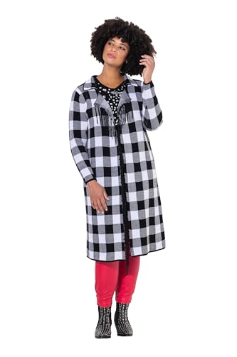 Angel of Style Damen große Größen Übergrößen Plus Size Strickjacke, Straight Fit, Karo, Fransenkanten schwarz 50+ 835789100-50+ von Angel of Style
