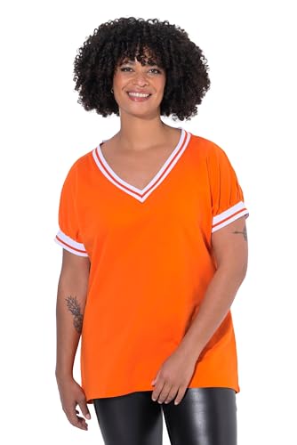 Angel of Style Damen große Größen Übergrößen Plus Size Sweater, Oversized, V-Ausschnitt, Streifenbündchen orange 50 831360650-50 von Angel of Style