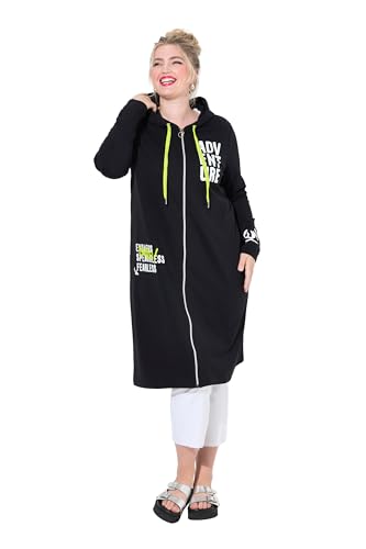 Angel of Style Damen große Größen Übergrößen Plus Size Sweatjacke, A-Linie, Statement-Prints, Kapuze schwarz 54 834347130-54 von Angel of Style