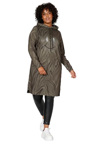 Angel of Style Damen große Größen Übergrößen Plus Size Sweatkleid, Oversized, Camouflage, Kapuze, Smiley, Langarm Khaki 56 201372196-56 von Angel of Style