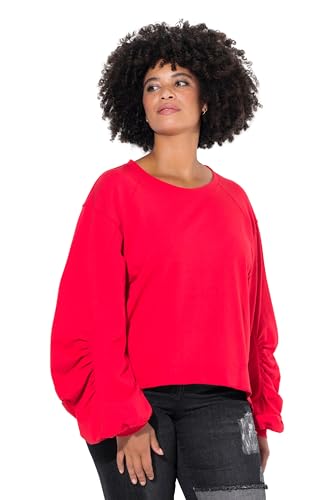 Angel of Style Damen große Größen Übergrößen Plus Size Sweatshirt, A-Linie, Geraffter Raglan-Langarm salsarot 58 835670524-58 von Angel of Style