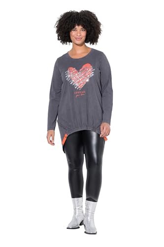Angel of Style Damen große Größen Übergrößen Plus Size Sweatshirt, A-Linie, Verziertes Herz, elastischer Saum anthrazit 46 839281110-46 von Angel of Style