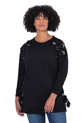 Angel of Style Damen große Größen Übergrößen Plus Size Sweatshirt, Bequeme Passform, Zierschnürung schwarz 48 844480100-48 von Angel of Style