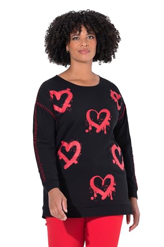 Angel of Style Damen große Größen Übergrößen Plus Size Sweatshirt, Loose Fit, Neon Herzen schwarz 54 844444100-54 von Angel of Style