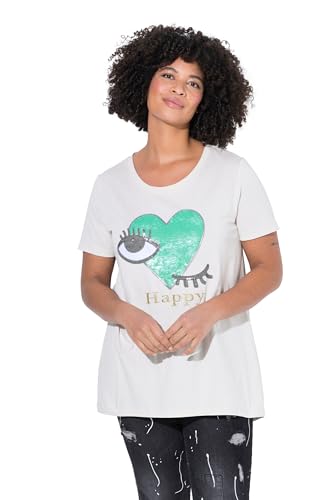 Angel of Style Damen große Größen Übergrößen Plus Size T-Shirt, A-Linie, Augen-Herz Soft Granit 54 839480305-54 von Angel of Style