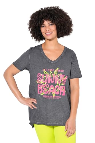 Angel of Style Damen große Größen Übergrößen Plus Size T-Shirt, A-Linie, Beach-Schriftzug anthrazit 54 840020110-54 von Angel of Style