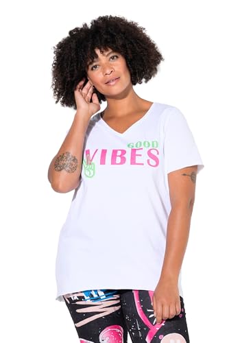 Angel of Style Damen große Größen Übergrößen Plus Size T-Shirt, A-Linie, Good Vibes-Motiv schneeweiß 50 837379200-50 von Angel of Style