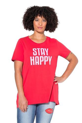 Angel of Style Damen große Größen Übergrößen Plus Size T-Shirt, A-Linie, Happy Schriftzug neon rot 48 839251520-48 von Angel of Style