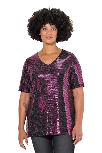 Angel of Style Damen große Größen Übergrößen Plus Size T-Shirt, A-Linie, Paillettenoptik Fuchsia pink 46 836566810-46 von Angel of Style