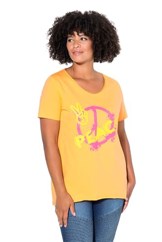 Angel of Style Damen große Größen Übergrößen Plus Size T-Shirt, A-Linie, Peace-Motiv Hellorange 48 837376644-48 von Angel of Style