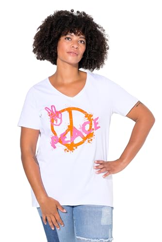Angel of Style Damen große Größen Übergrößen Plus Size T-Shirt, A-Linie, Peace-Motiv schneeweiß 50 837376200-50 von Angel of Style