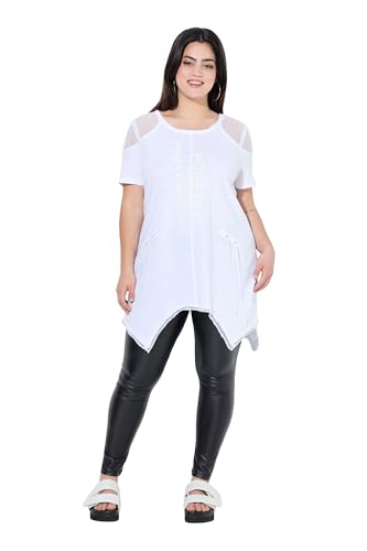 Angel of Style Damen große Größen Übergrößen Plus Size T-Shirt, A-Linie, Schmucknaht, Schulter-Netz schneeweiß 42 841946200-42 von Angel of Style