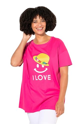 Angel of Style Damen große Größen Übergrößen Plus Size T-Shirt, A-Linie, Smiley, Zipfelsaum neon Berry 48 834096586-48 von Angel of Style