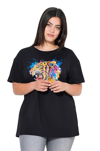 Angel of Style Damen große Größen Übergrößen Plus Size T-Shirt, Boxy Fit, Farbiger Tigerkopf schwarz 42 843655100-42 von Angel of Style