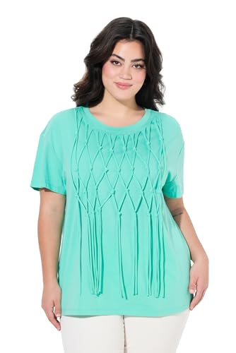 Angel of Style Damen große Größen Übergrößen Plus Size T-Shirt, Boxy Fit, Knotenfransen smaragd 50 840229431-50 von Angel of Style